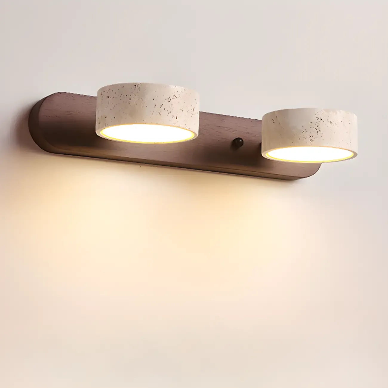 3-Light Bathroom Circle LED Stone Cylinder Vanity Light