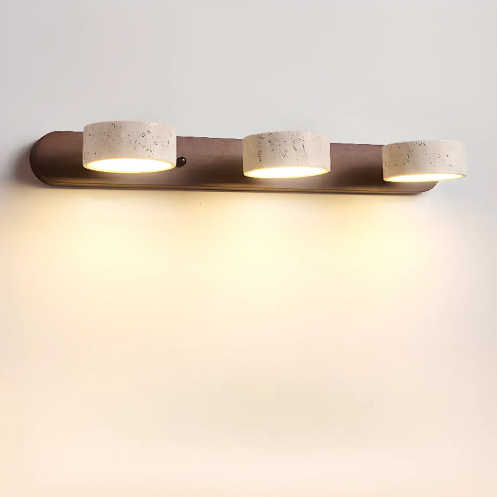 3-Light Bathroom Circle LED Stone Cylinder Vanity Light