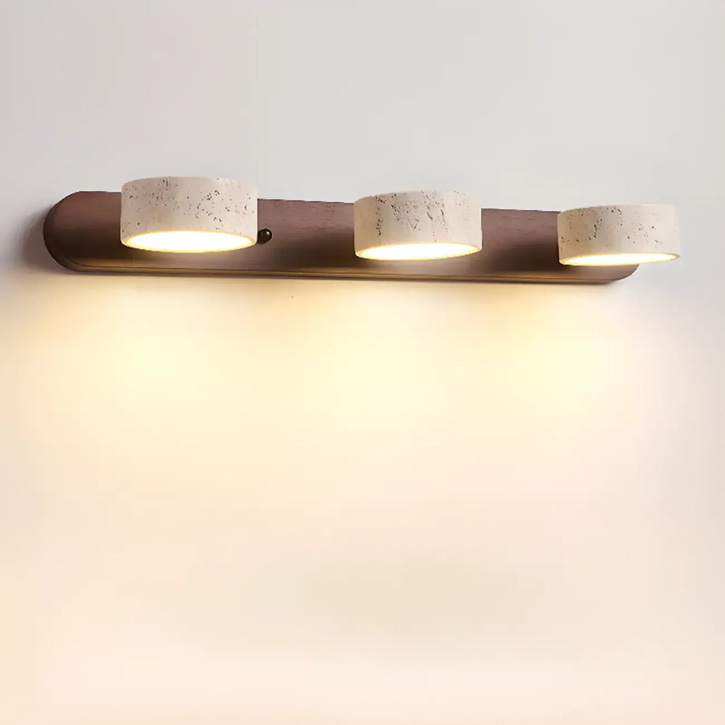 3-Light Bathroom Circle LED Stone Cylinder Vanity Light