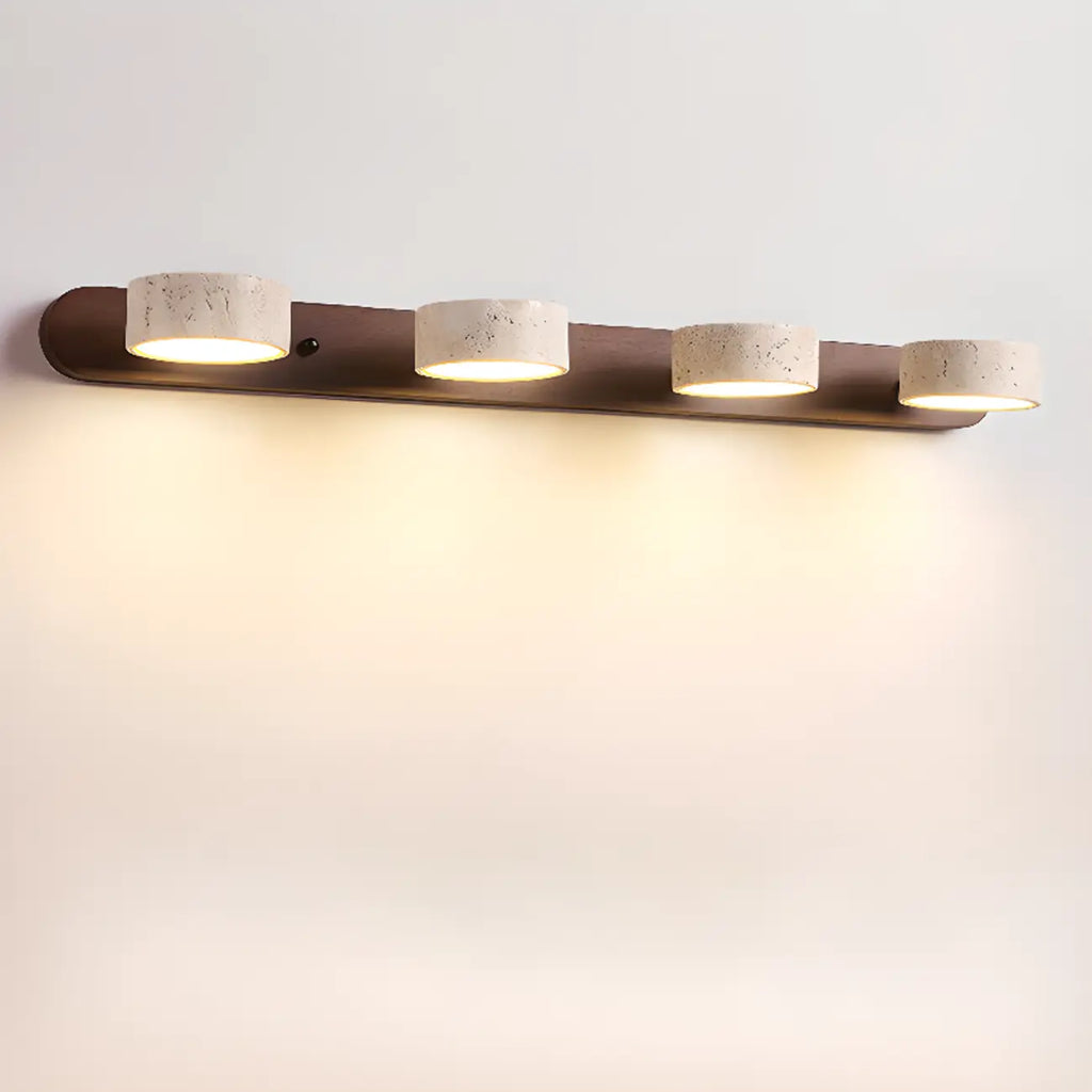3-Light Bathroom Circle LED Stone Cylinder Vanity Light