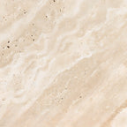 Modern Travertine Round Beige Coffee Table with Small Space