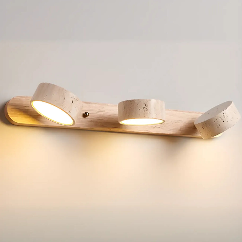 3-Light Bathroom Circle LED Stone Cylinder Vanity Light