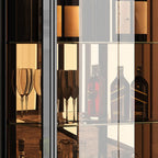 Elegant Black Clear Glass Display Cabinet with Drawers