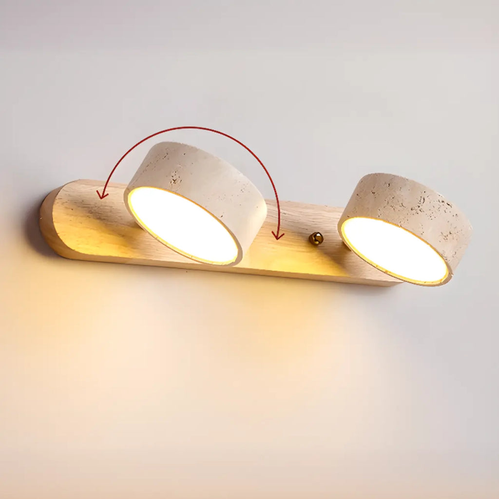 3-Light Bathroom Circle LED Stone Cylinder Vanity Light