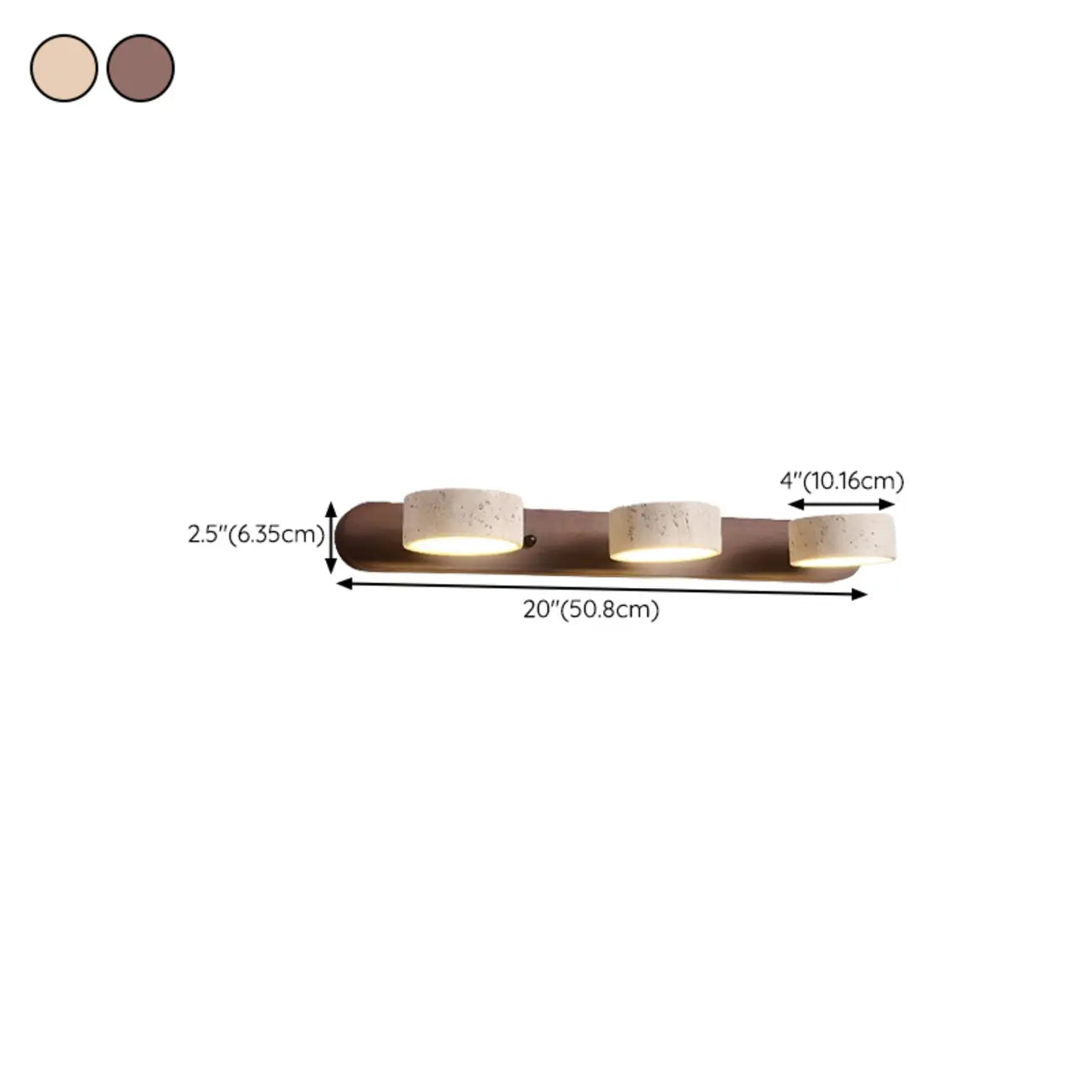 3-Light Bathroom Circle LED Stone Cylinder Vanity Light