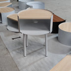Round Shape Metal Bedside Table with Open Storage Wooden Top