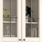 Arched White Wood Glass Doors Storage Display Cabinet