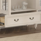 Arched White Wood Glass Doors Storage Display Cabinet
