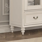 Arched White Wood Glass Doors Storage Display Cabinet