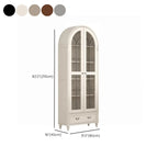 Arched White Wood Glass Doors Storage Display Cabinet