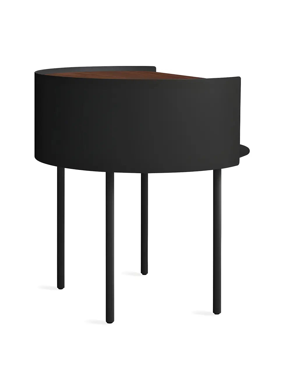 Round Shape Metal Bedside Table with Open Storage Wooden Top