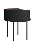 Round Shape Metal Bedside Table with Open Storage Wooden Top
