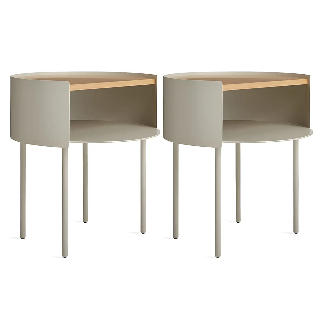 Round Shape Metal Bedside Table with Open Storage Wooden Top
