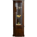 Classic Wood Walnut Glass Doors Corner Display Cabinet