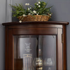 Classic Wood Walnut Glass Doors Corner Display Cabinet