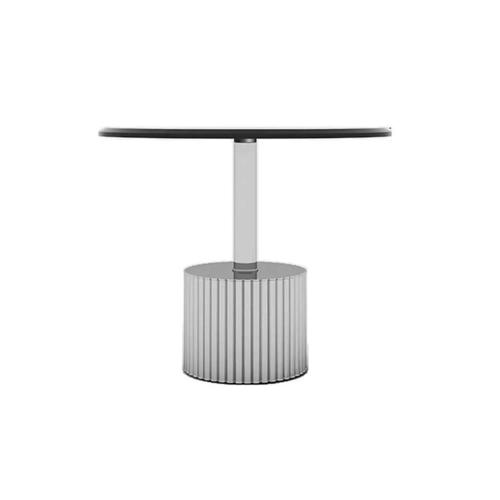 Modern Waterproof Glass Round Coffee Table with Silver Base