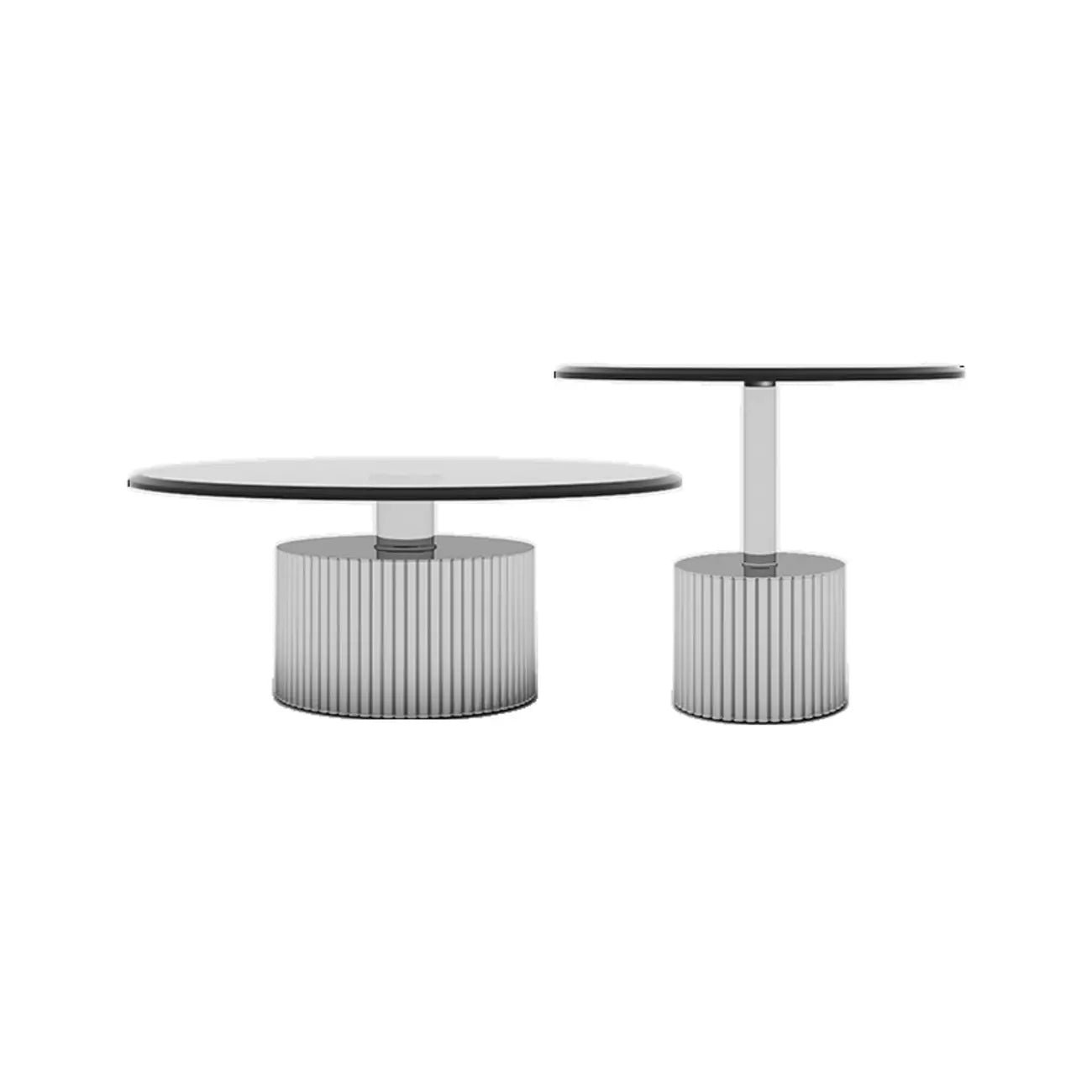 Modern Waterproof Glass Round Coffee Table with Silver Base