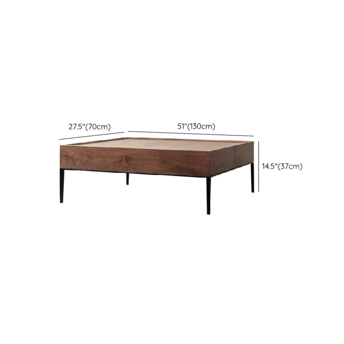 Rustic Wooden Square Coffee Table with Storage & Tray Top