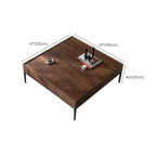 Rustic Wooden Square Coffee Table with Storage & Tray Top