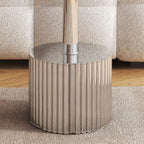 Modern Waterproof Glass Round Coffee Table with Silver Base