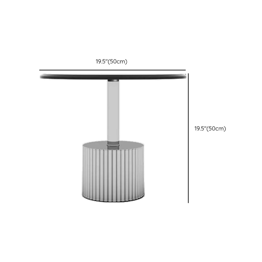 Modern Waterproof Glass Round Coffee Table with Silver Base