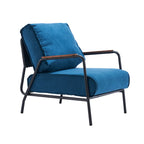 Modern Leather Accent Chair with Pillow and Metal Arms