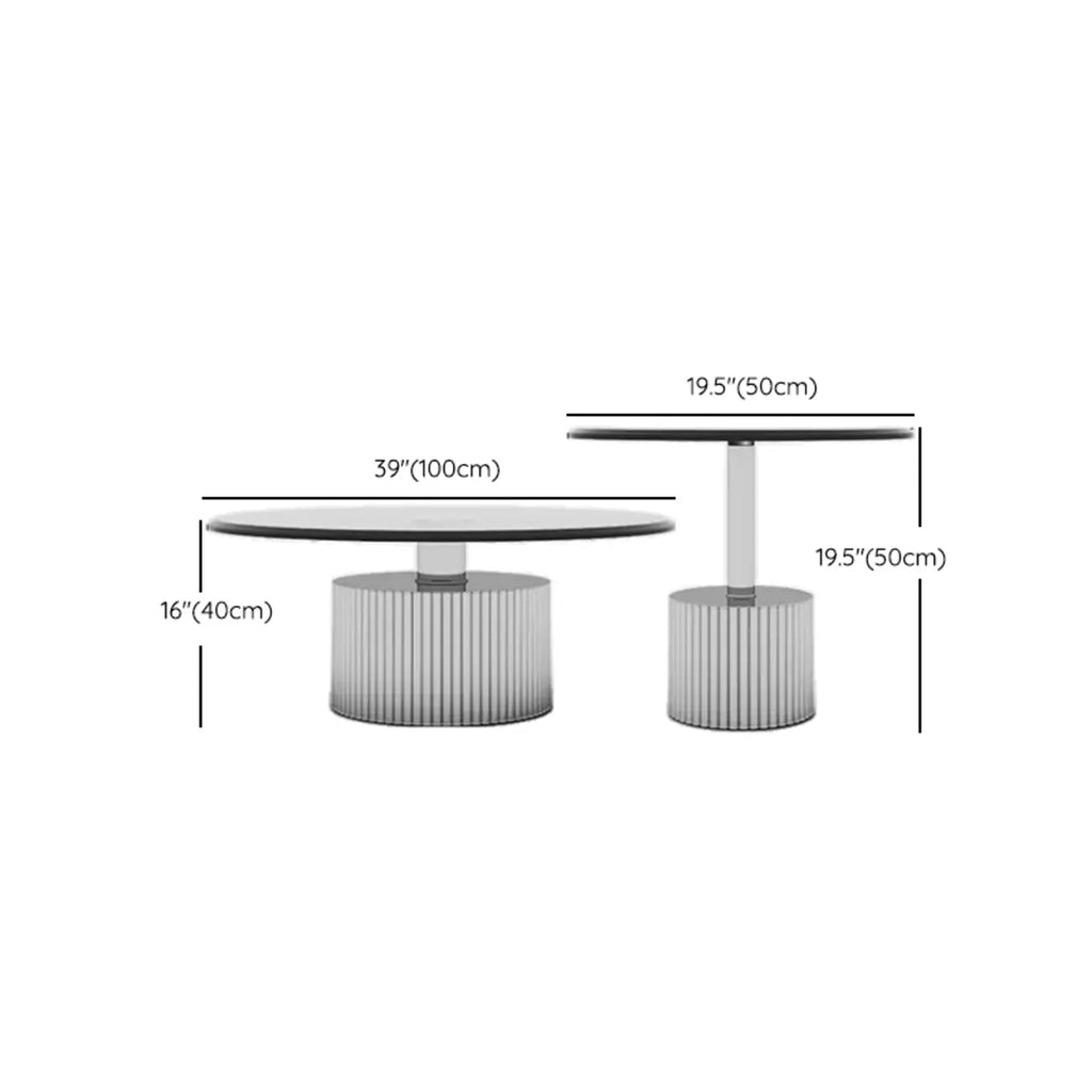 Modern Waterproof Glass Round Coffee Table with Silver Base