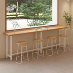 Simplistic Pine Wood Bar Table with White Metal Base for Dining
