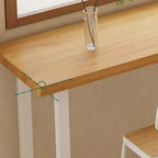 Simplistic Pine Wood Bar Table with White Metal Base for Dining