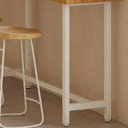 Simplistic Pine Wood Bar Table with White Metal Base for Dining