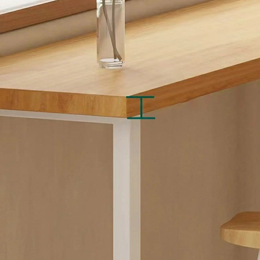 Simplistic Pine Wood Bar Table with White Metal Base for Dining