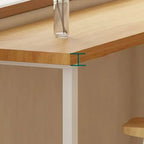 Simplistic Pine Wood Bar Table with White Metal Base for Dining