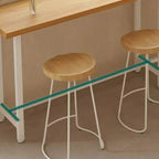 Simplistic Pine Wood Bar Table with White Metal Base for Dining