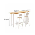 Simplistic Pine Wood Bar Table with White Metal Base for Dining