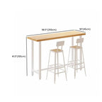 Simplistic Pine Wood Bar Table with White Metal Base for Dining