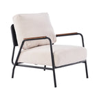 Modern Leather Accent Chair with Pillow and Metal Arms