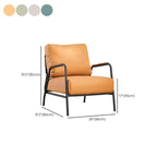 Modern Leather Accent Chair with Pillow and Metal Arms