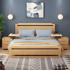 Narrow Rubberwood Lift-Top Bed Side Table with Drawers