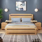 Narrow Rubberwood Lift-Top Bed Side Table with Drawers