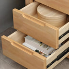 Narrow Rubberwood Lift-Top Bed Side Table with Drawers