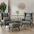 Modern Beige Leather Accent Chair with One Pillow
