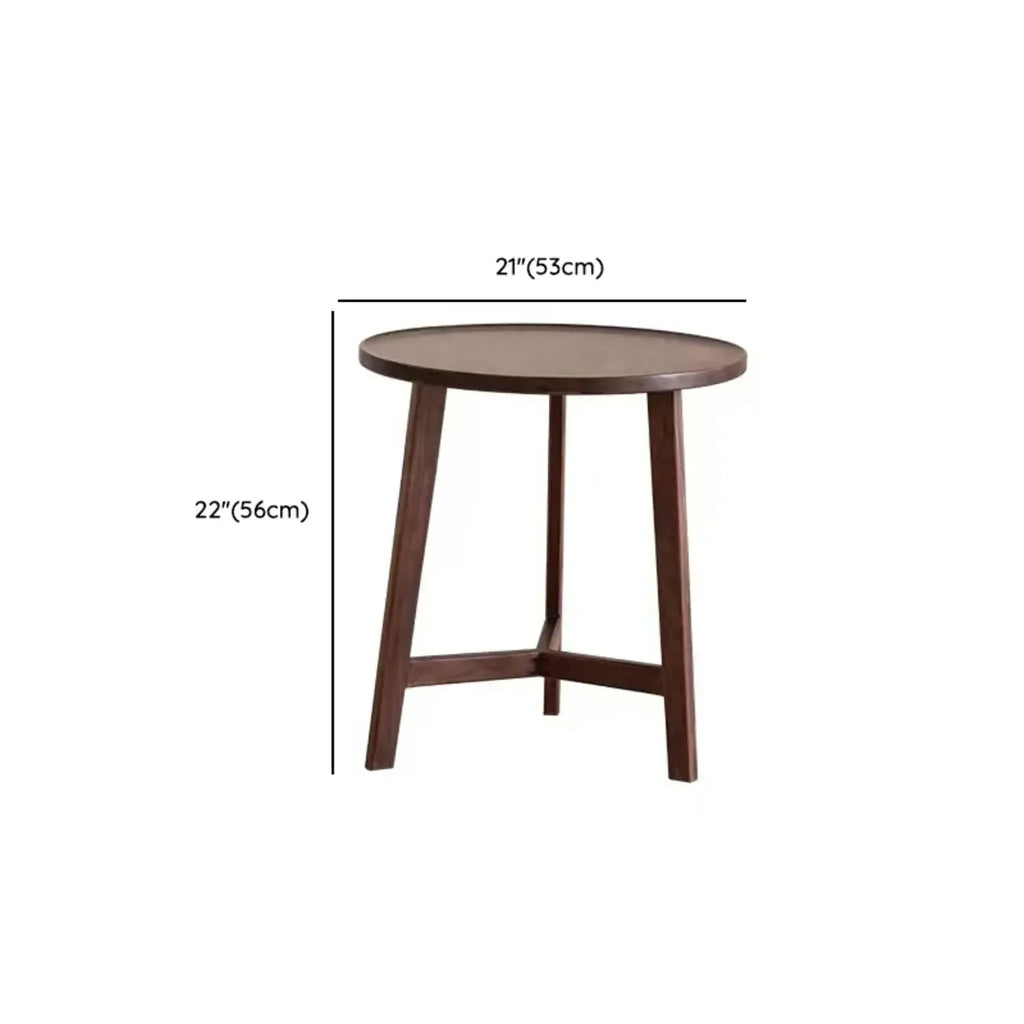 Mid-century Wooden Round Coffee Table Set with Cross Legs