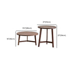 Mid-century Wooden Round Coffee Table Set with Cross Legs