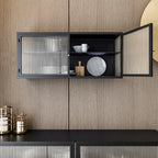 Black Metal Wall-Mounted Kitchen China Cabinet