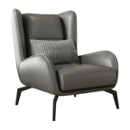 Modern Beige Leather Accent Chair with One Pillow
