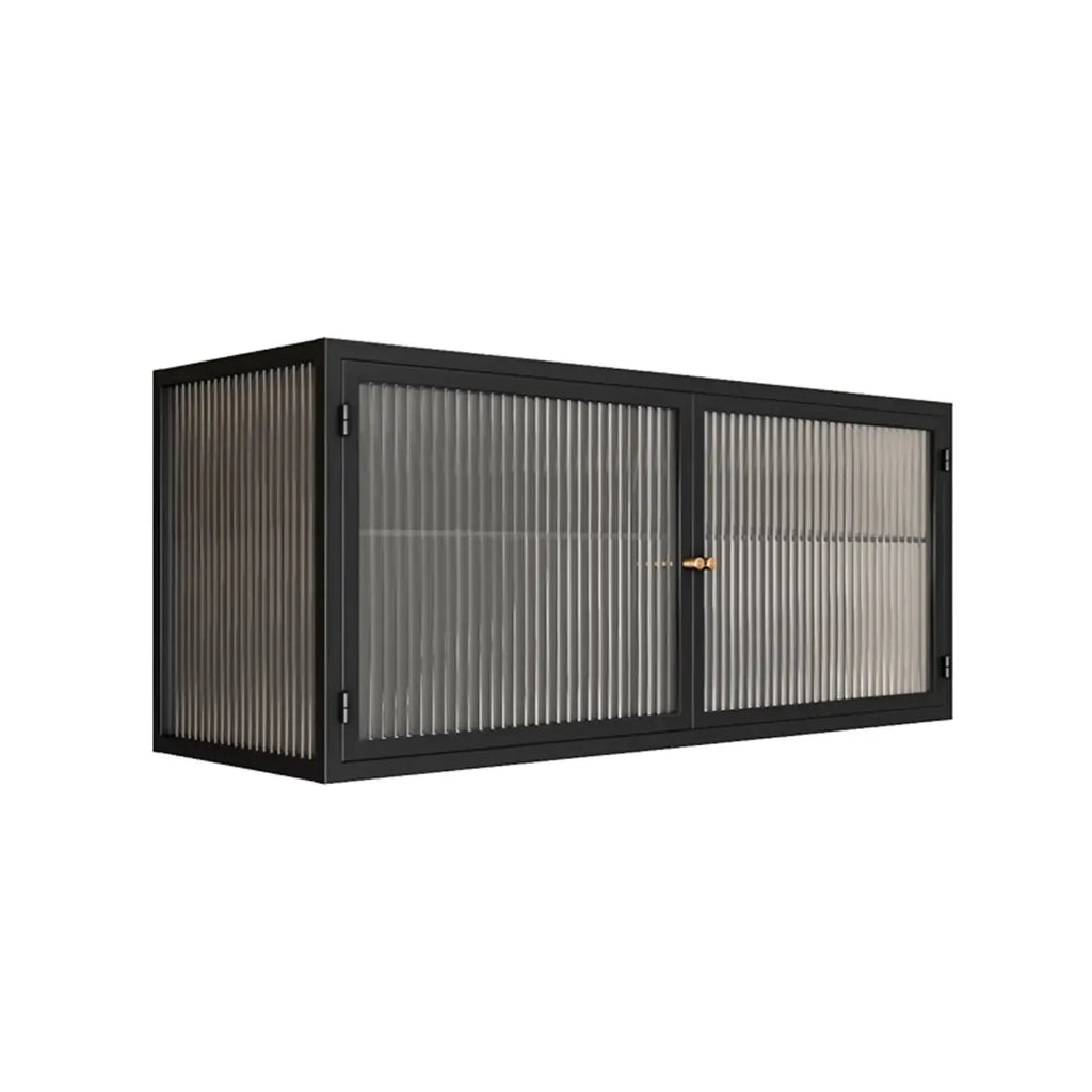 Black Metal Wall-Mounted Kitchen China Cabinet