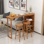 Modern Wooden Bar Height Table with Side Cabinet