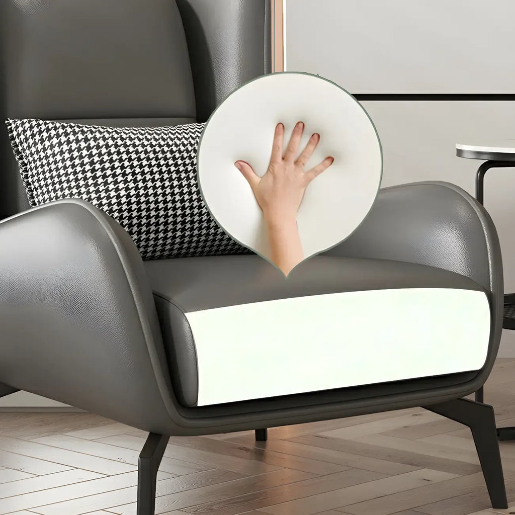 Modern Beige Leather Accent Chair with One Pillow