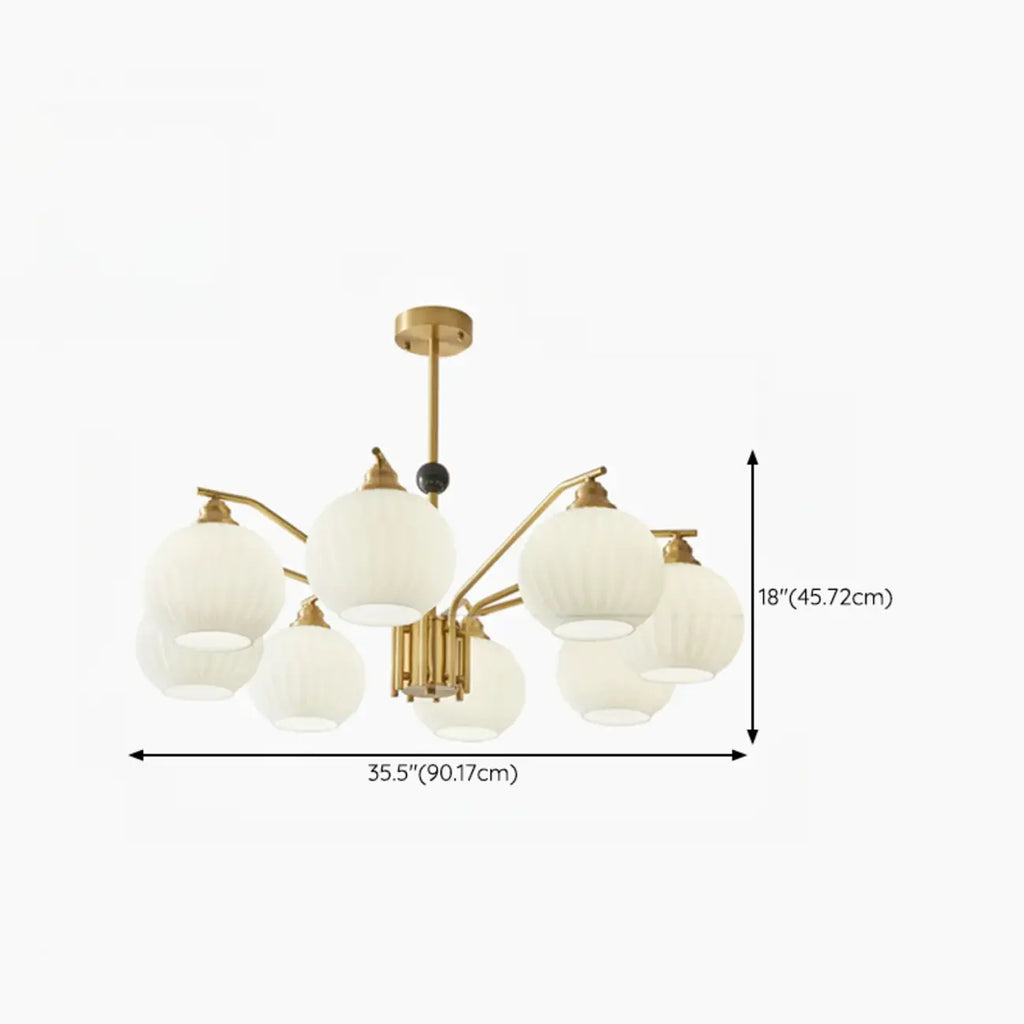 Modern 8-light Glass Globe Chandelier with Adjustable Height