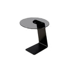 Modern Black Clear Glass Round Side Table for Couch